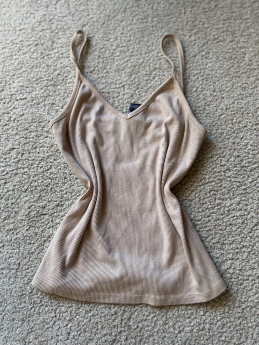 Vintage Wet Seal Nude Ribbed V-Neck Spaghetti Strap Camisole - 2000s y2k rare